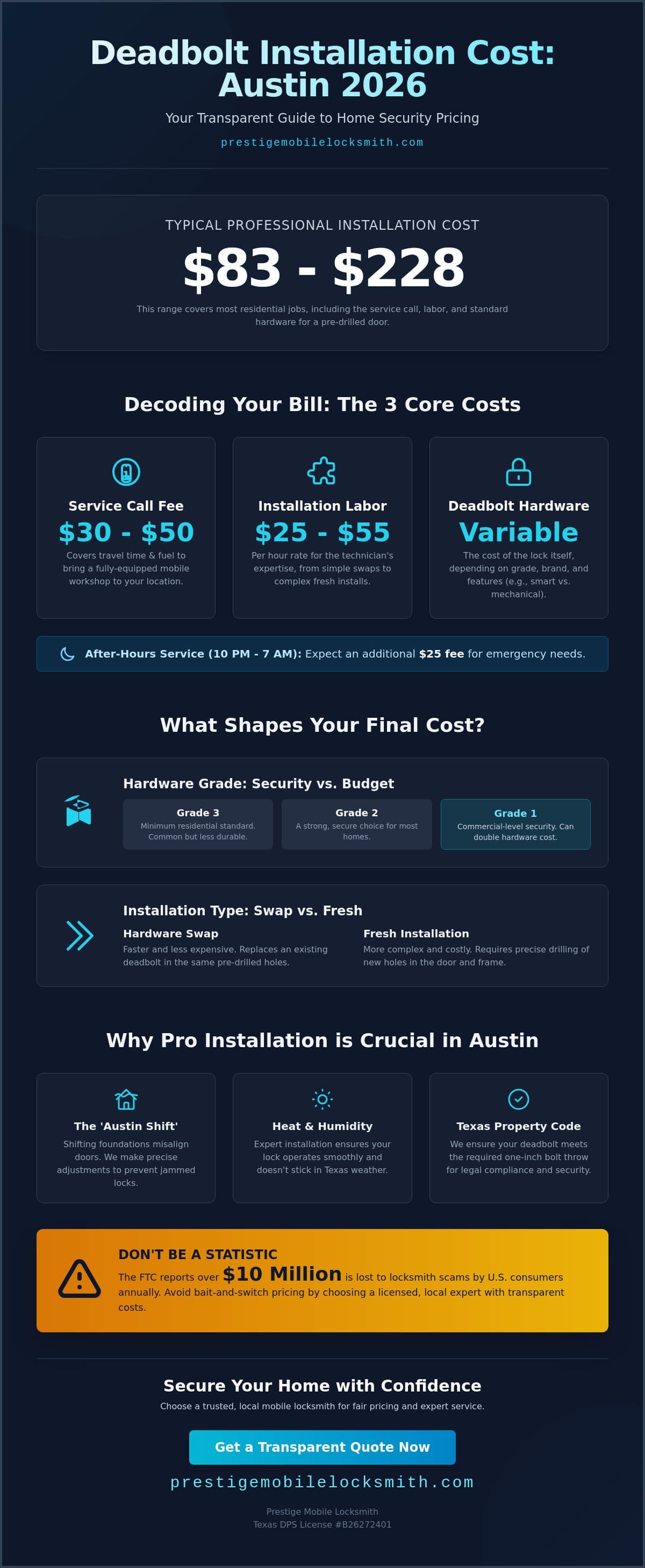 Deadbolt Installation Cost Austin: 2026 Pricing Guide for Home Security infographic