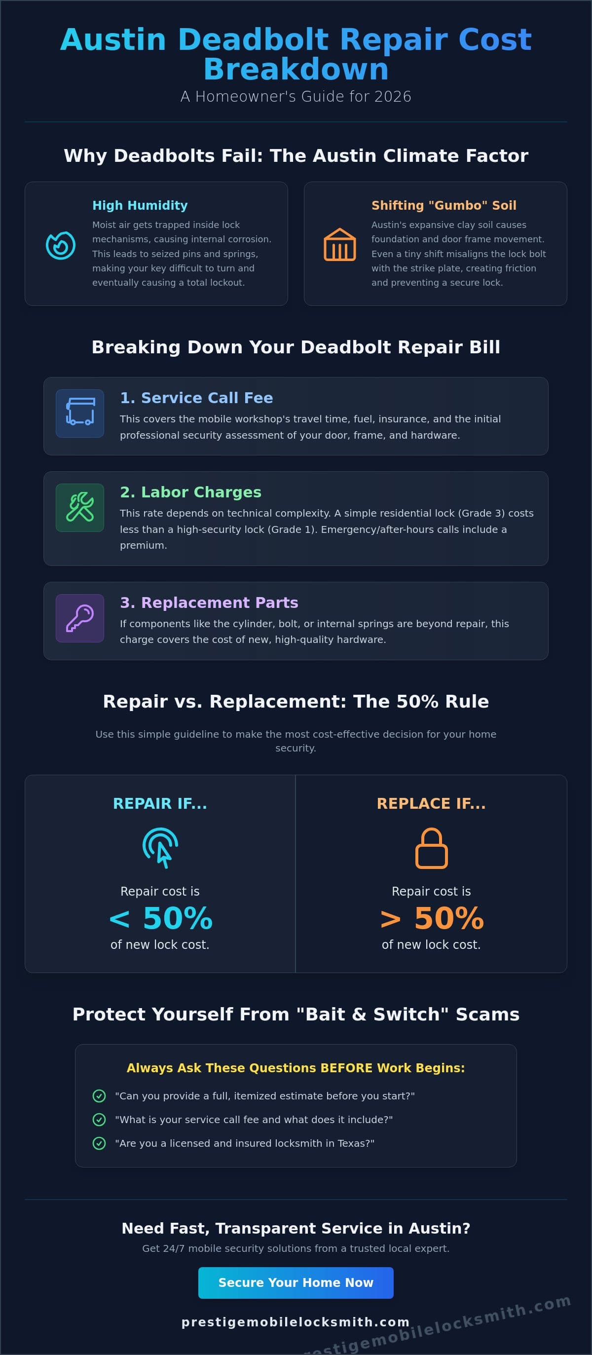 Deadbolt Repair Cost Austin: 2026 Pricing and Service Guide infographic